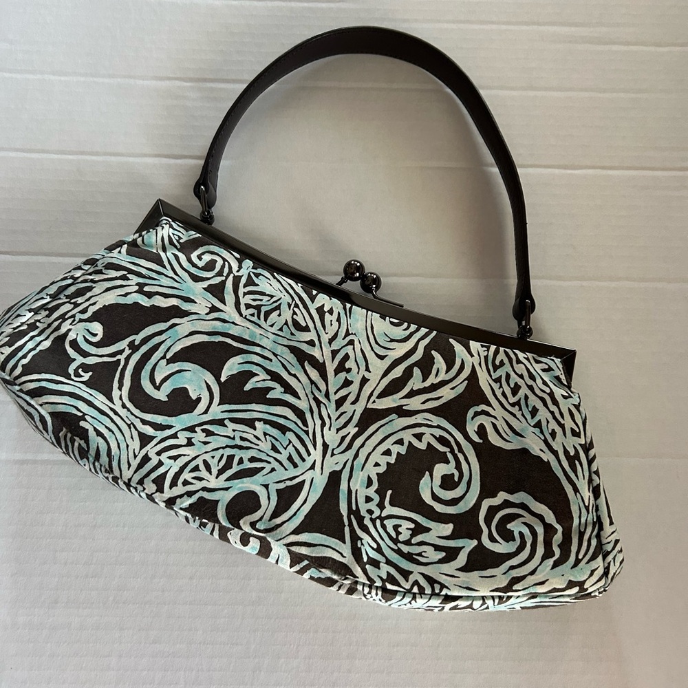 Talbots Brown Turquoise  and White elegant Shoulder Bag NWOT